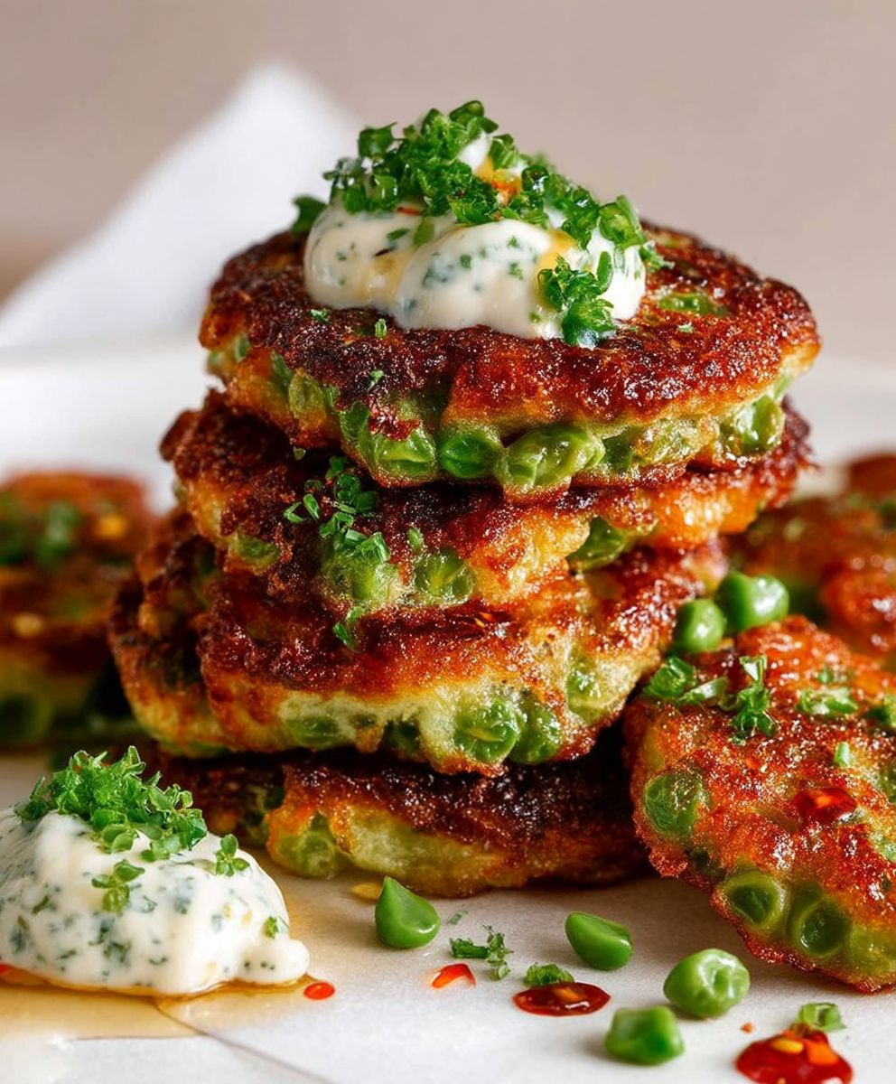 Crispy pea fritters