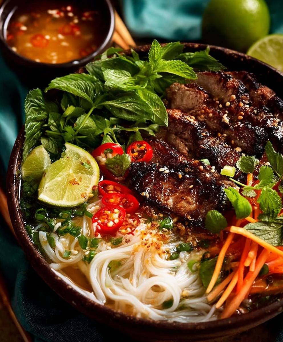 Lemongrass pork noodle bowls