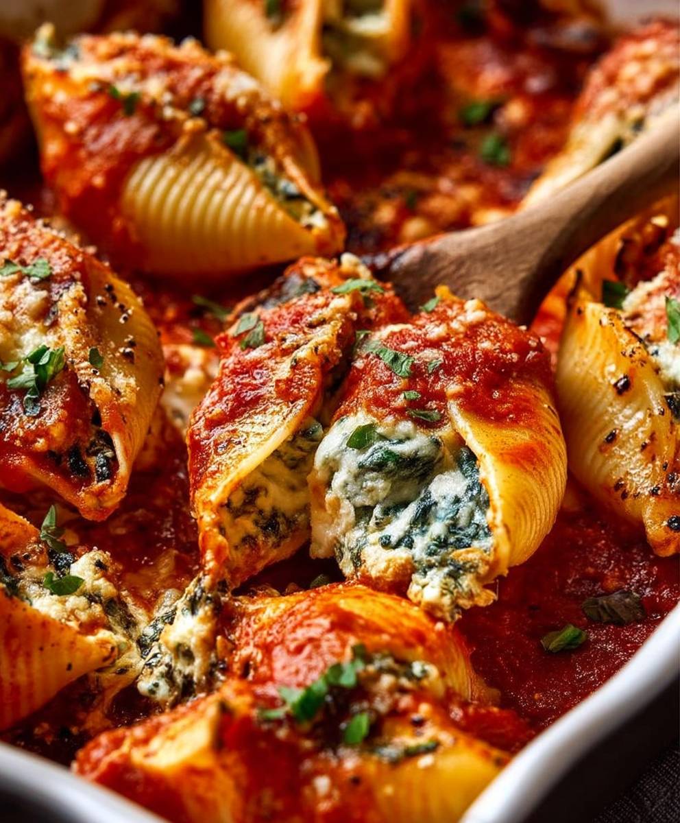 Spinach ricotta stuffed shells