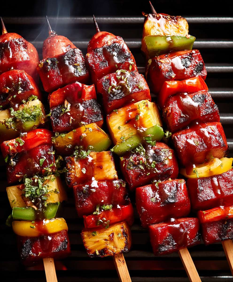 Campfire hot dog skewers