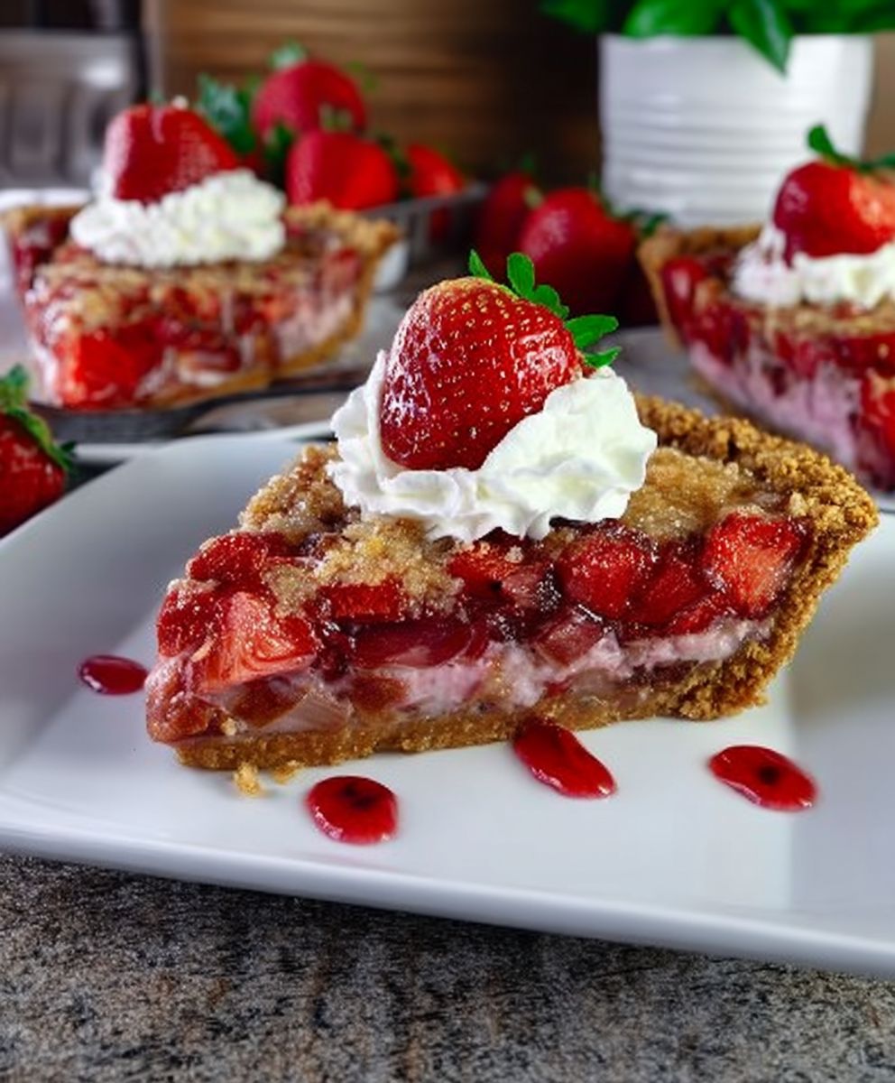 Strawberry Rhubarb Cream Pie