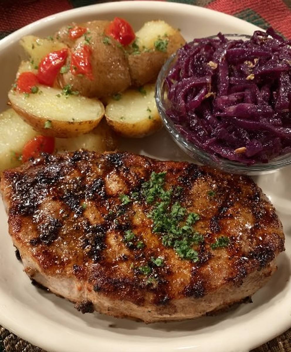 Grilled pork steak