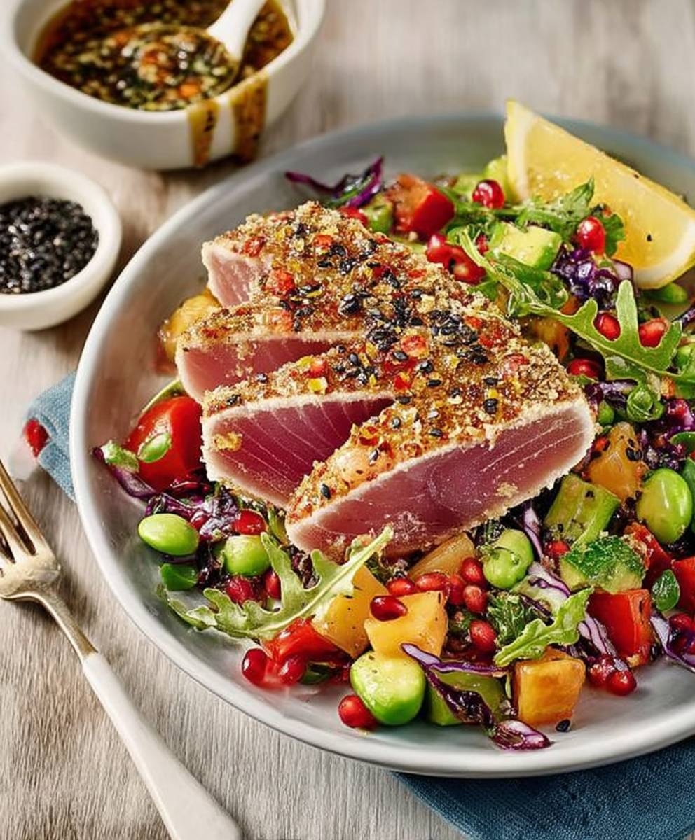 Spice crusted tuna salad