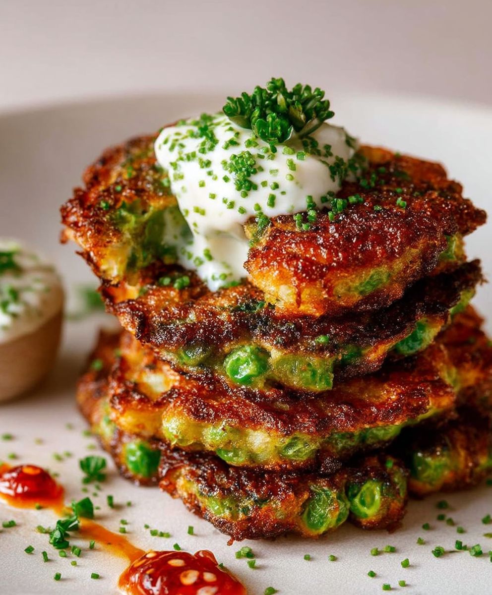 Crispy pea fritters