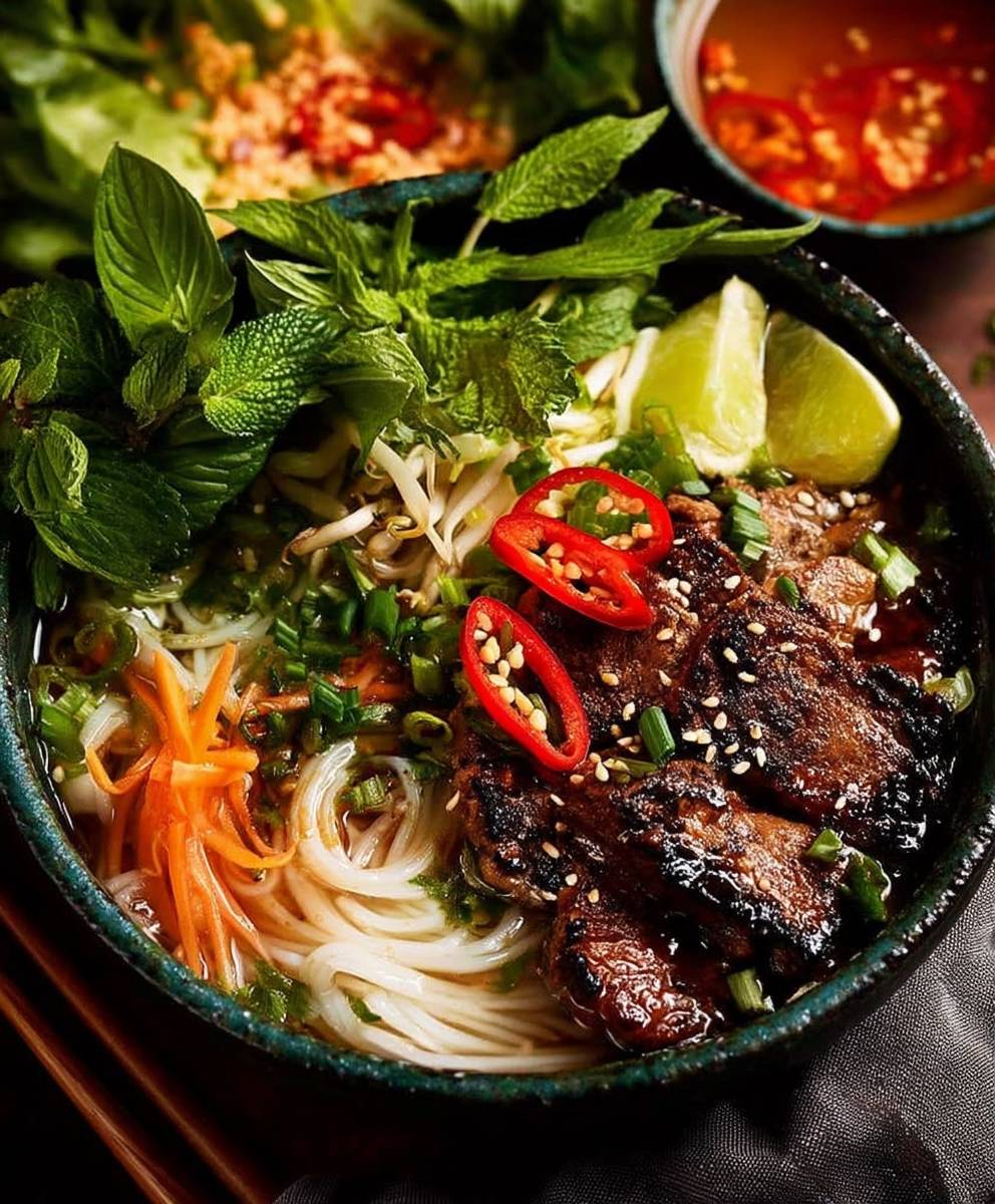 Lemongrass pork noodle bowls