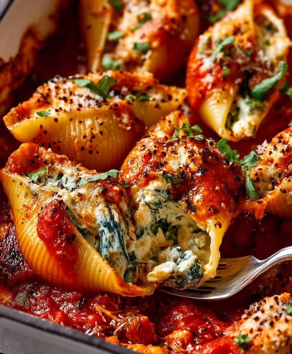 Spinach ricotta stuffed shells