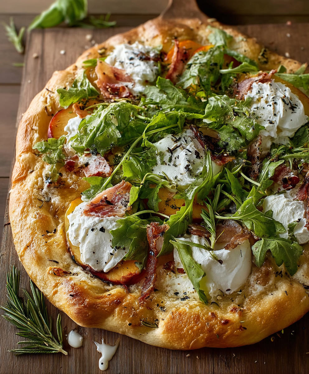 Burrata Peach Pizza