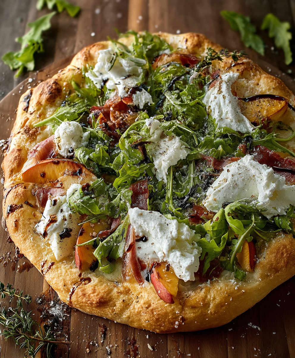 Burrata Peach Pizza