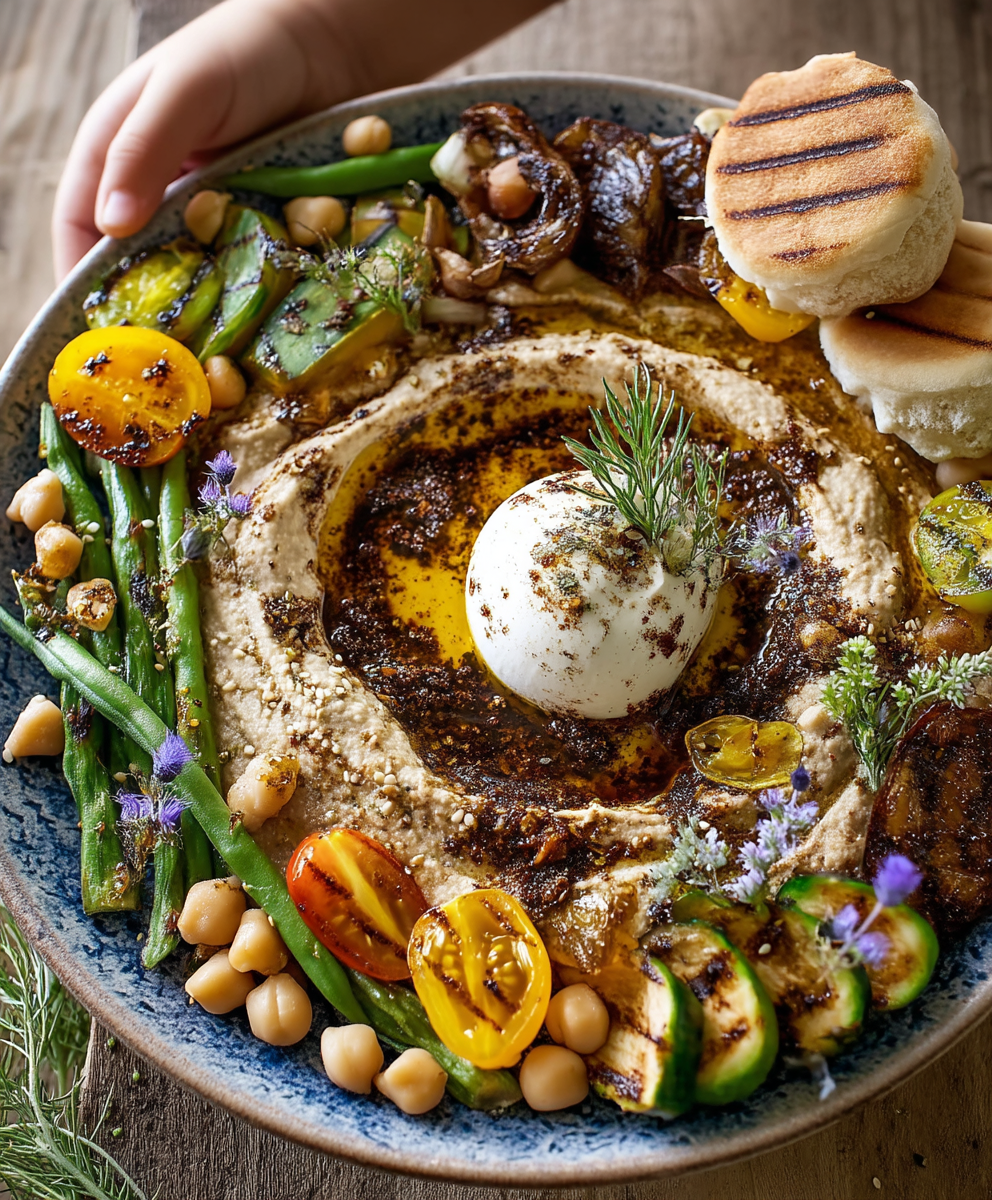 Black Garlic Hummus Platter