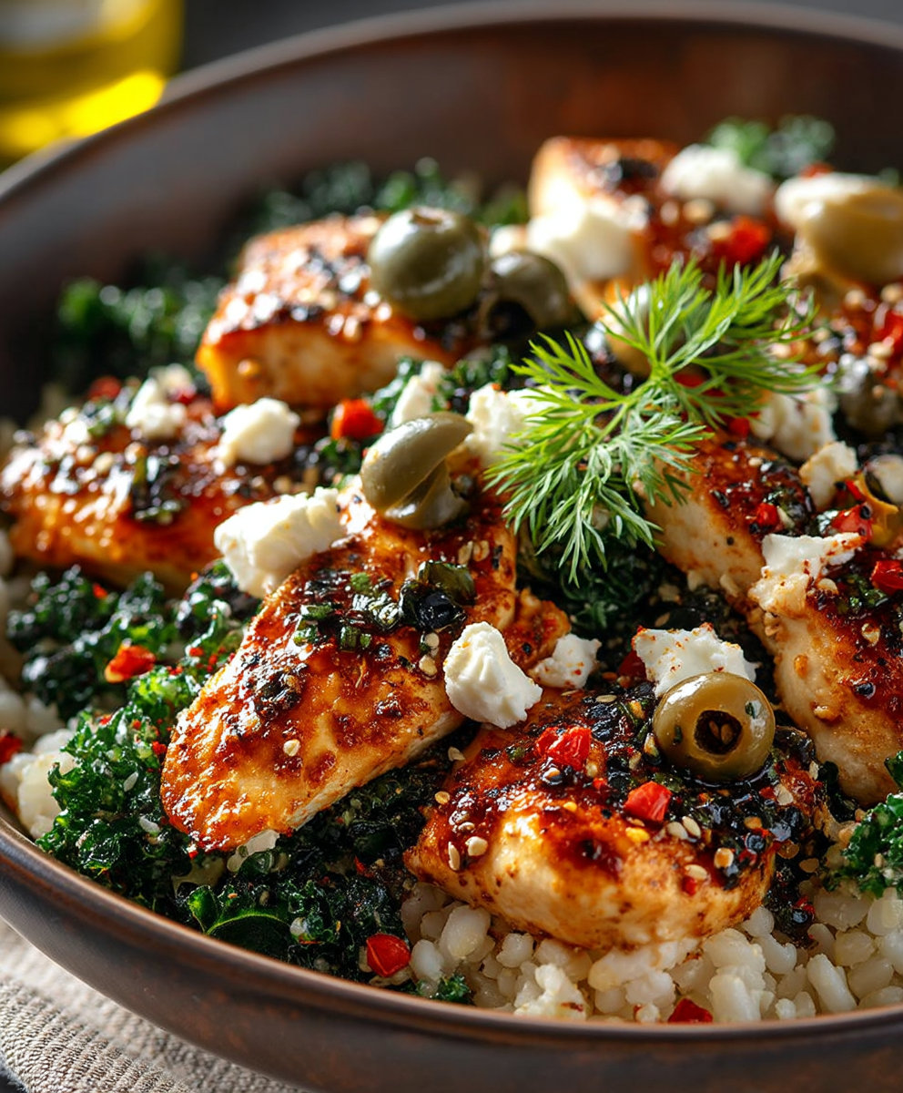 Mediterranean Chicken Kale Bowl