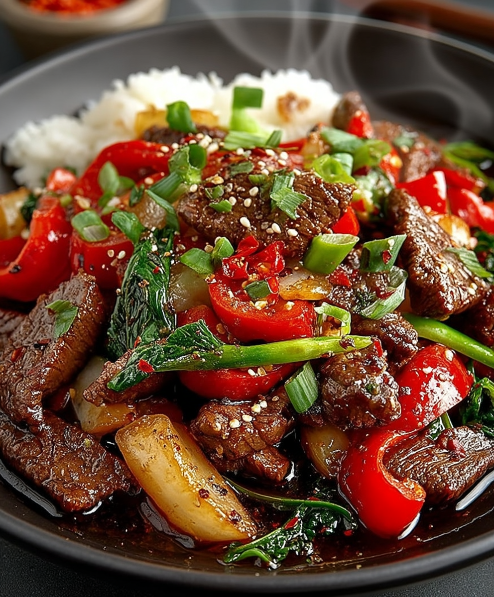 Black pepper beef stir fry