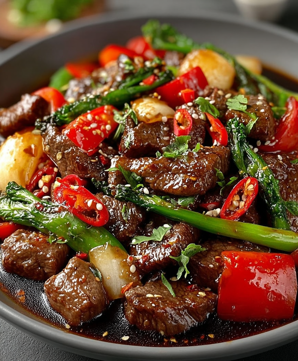 Black pepper beef stir fry