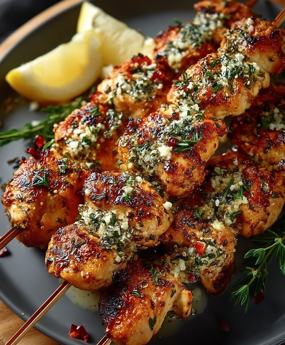Garlic Parmesan Chicken Skewers