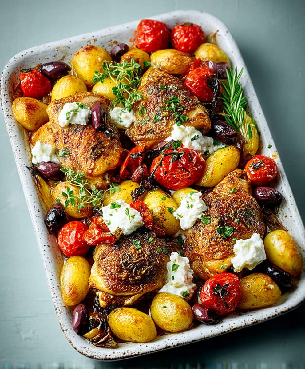 Mediterranean chicken traybake