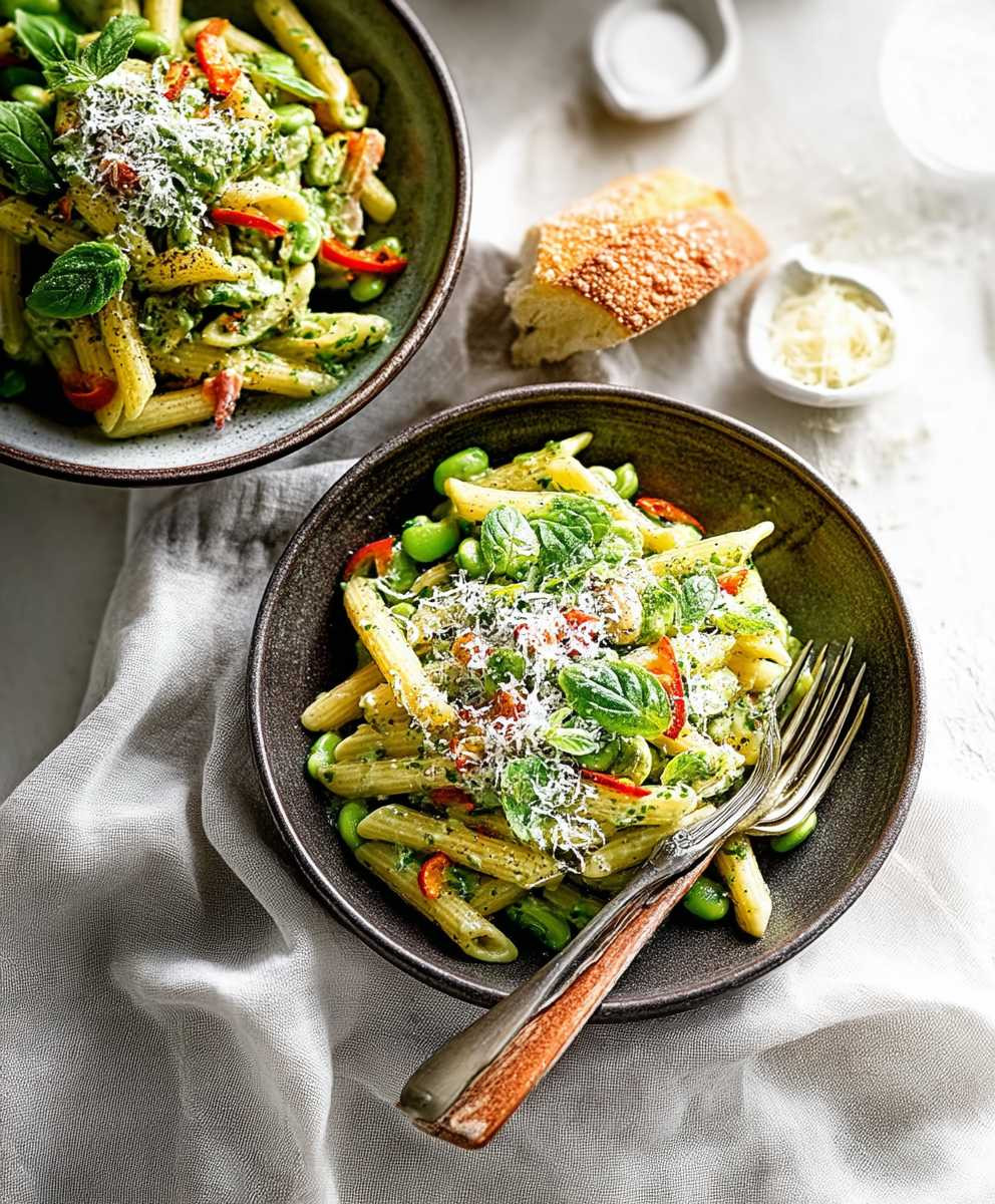 Broad bean mint pasta