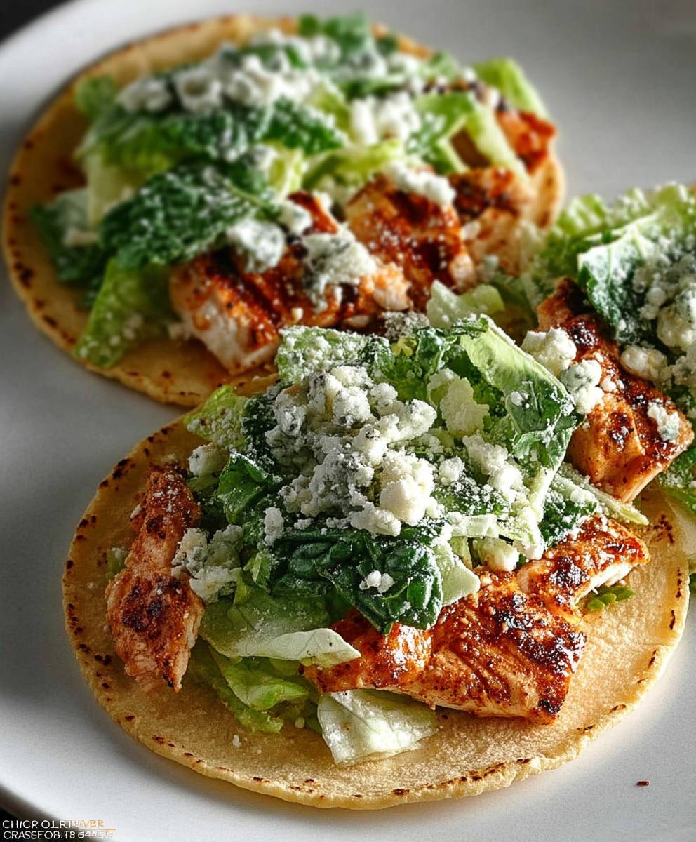 Smash Chicken Caesar Tacos