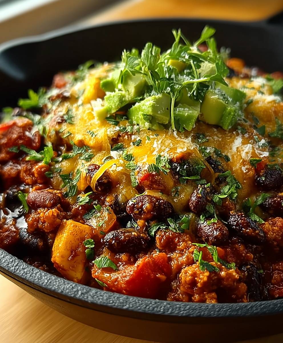 Cheesy Chorizo Bean Skillet