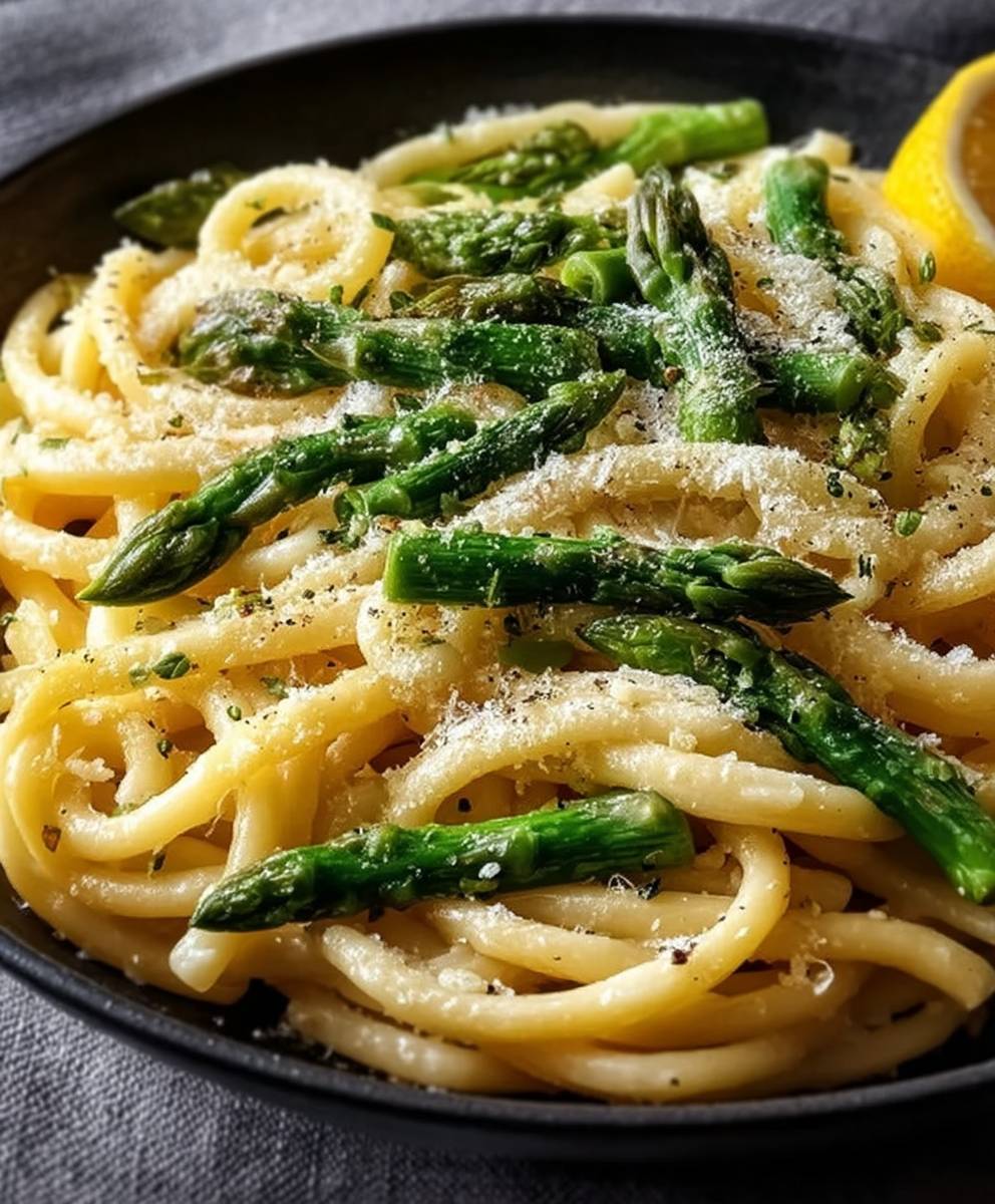 Lemon Garlic Asparagus Pasta