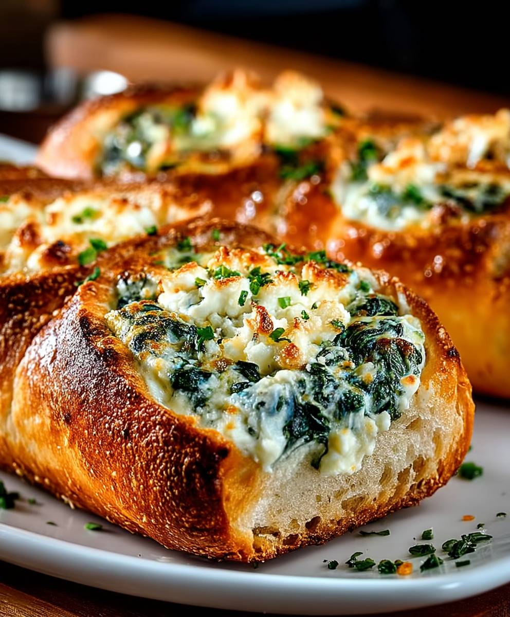 Spinach Dip Stuffed French Bread