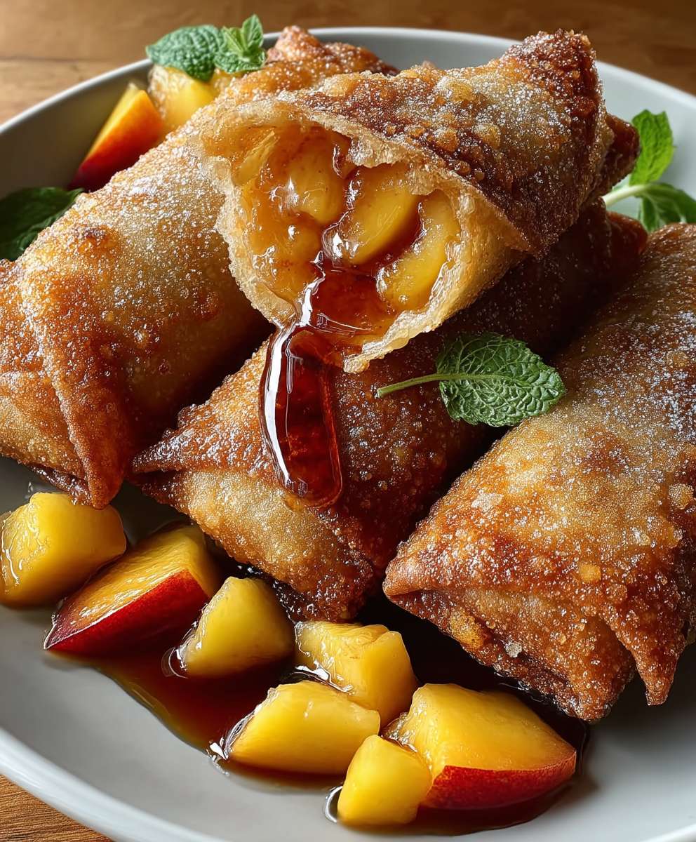 Peach Cobbler Egg Rolls