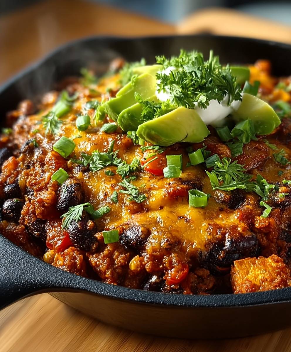 Cheesy Chorizo Bean Skillet