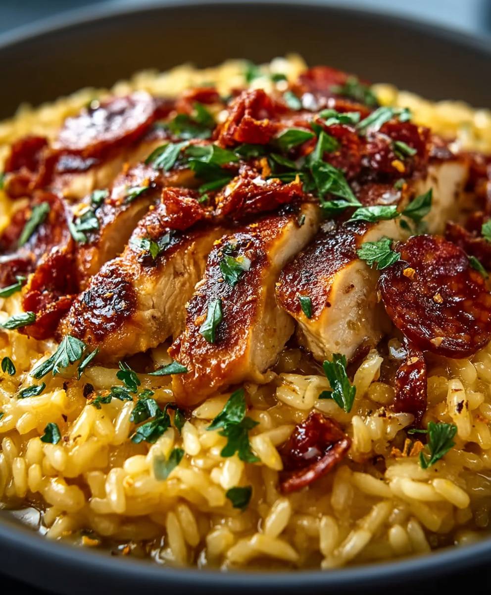 Chicken Risoni with Crispy Salami