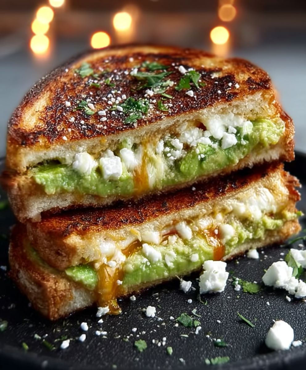Avocado Hummus Feta Grilled Cheese