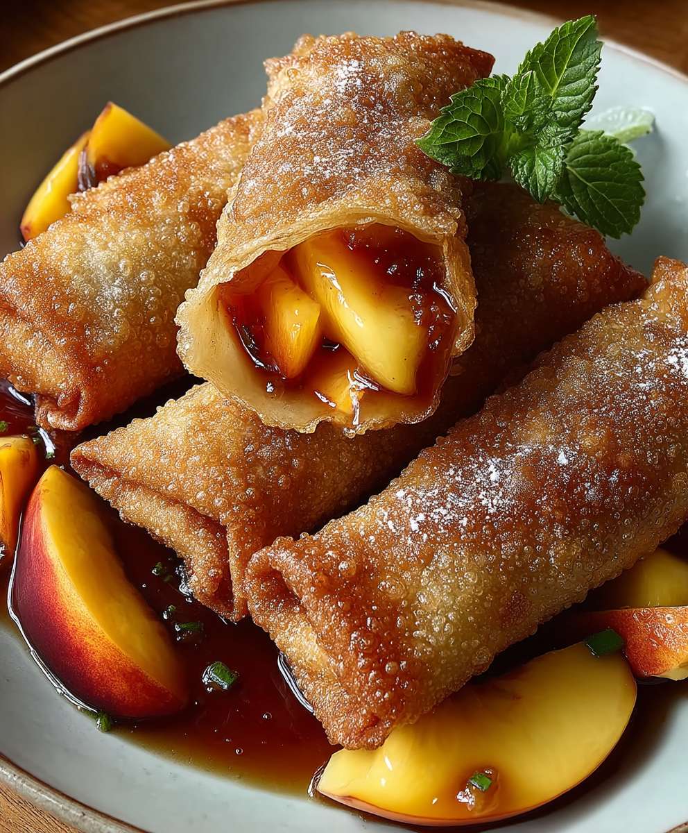 Peach Cobbler Egg Rolls
