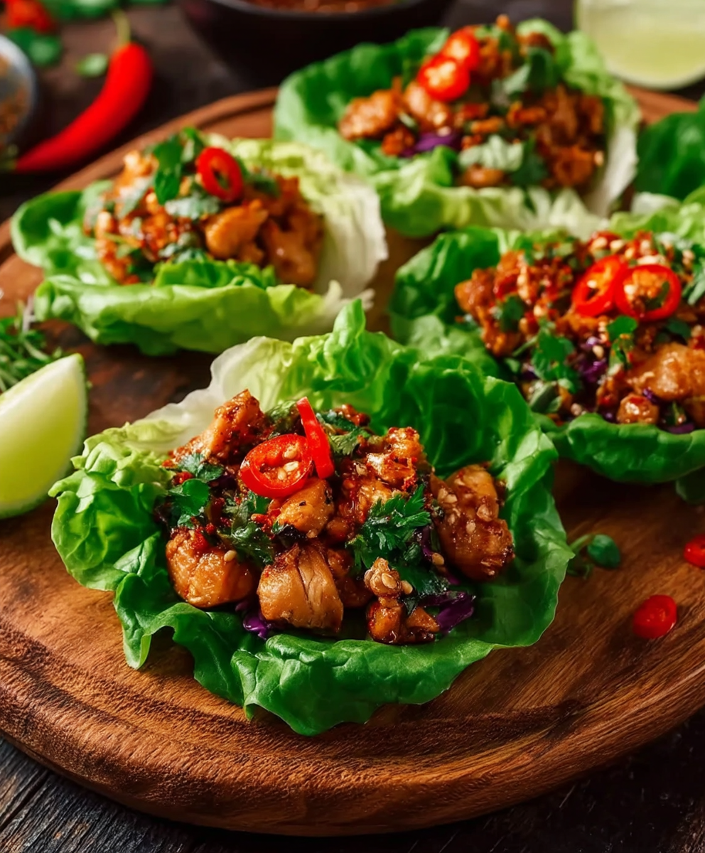 Spicy Chicken Lettuce Cups