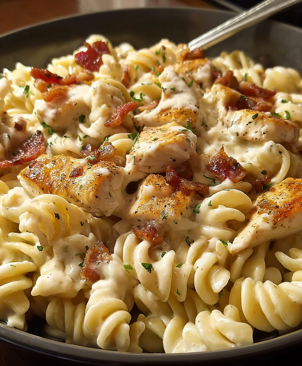 Quick and Creamy Chicken Beef Bacon Ranch Pasta Recipe