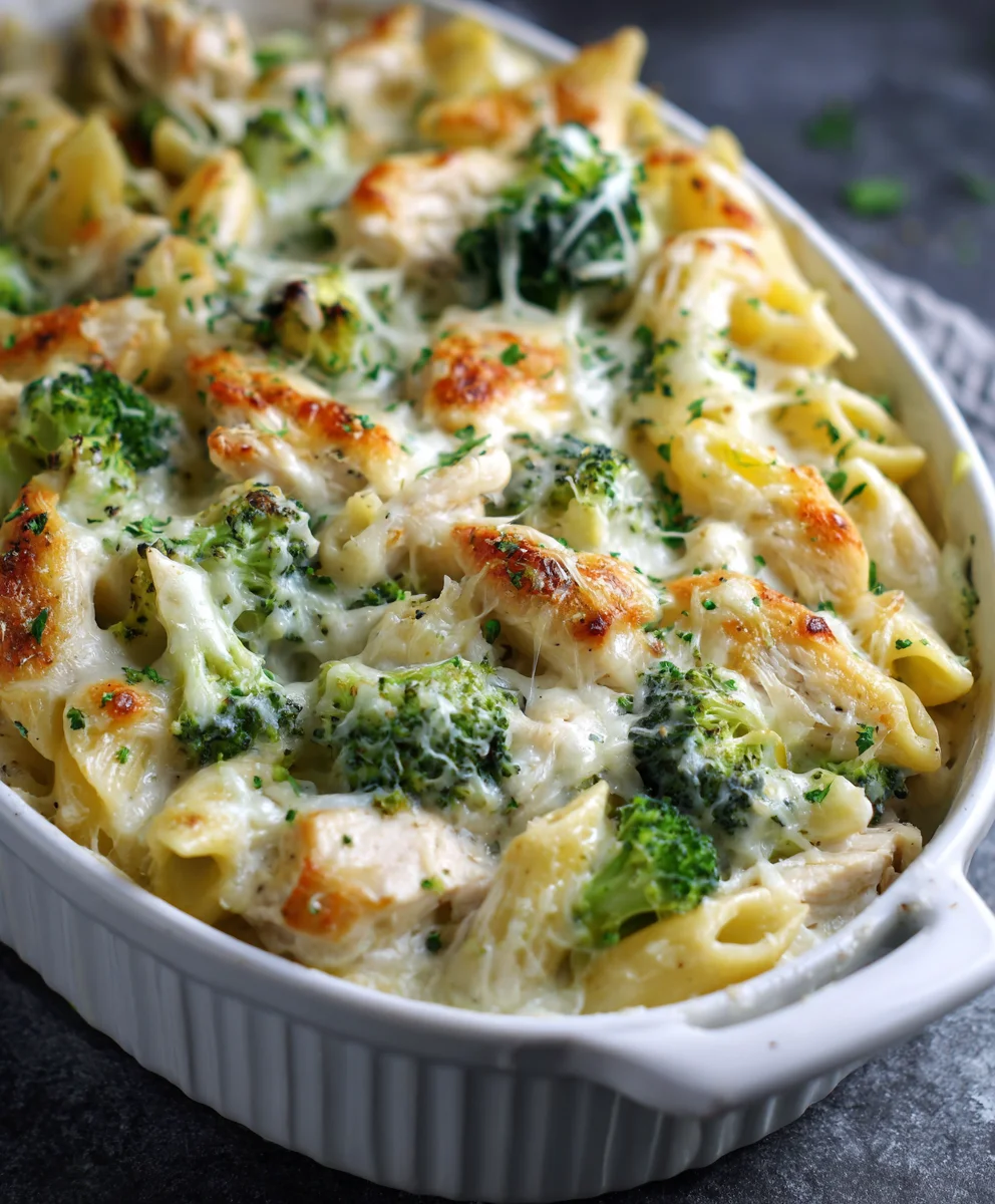 Cheesy Chicken Broccoli Alfredo Bake - Family Favorite