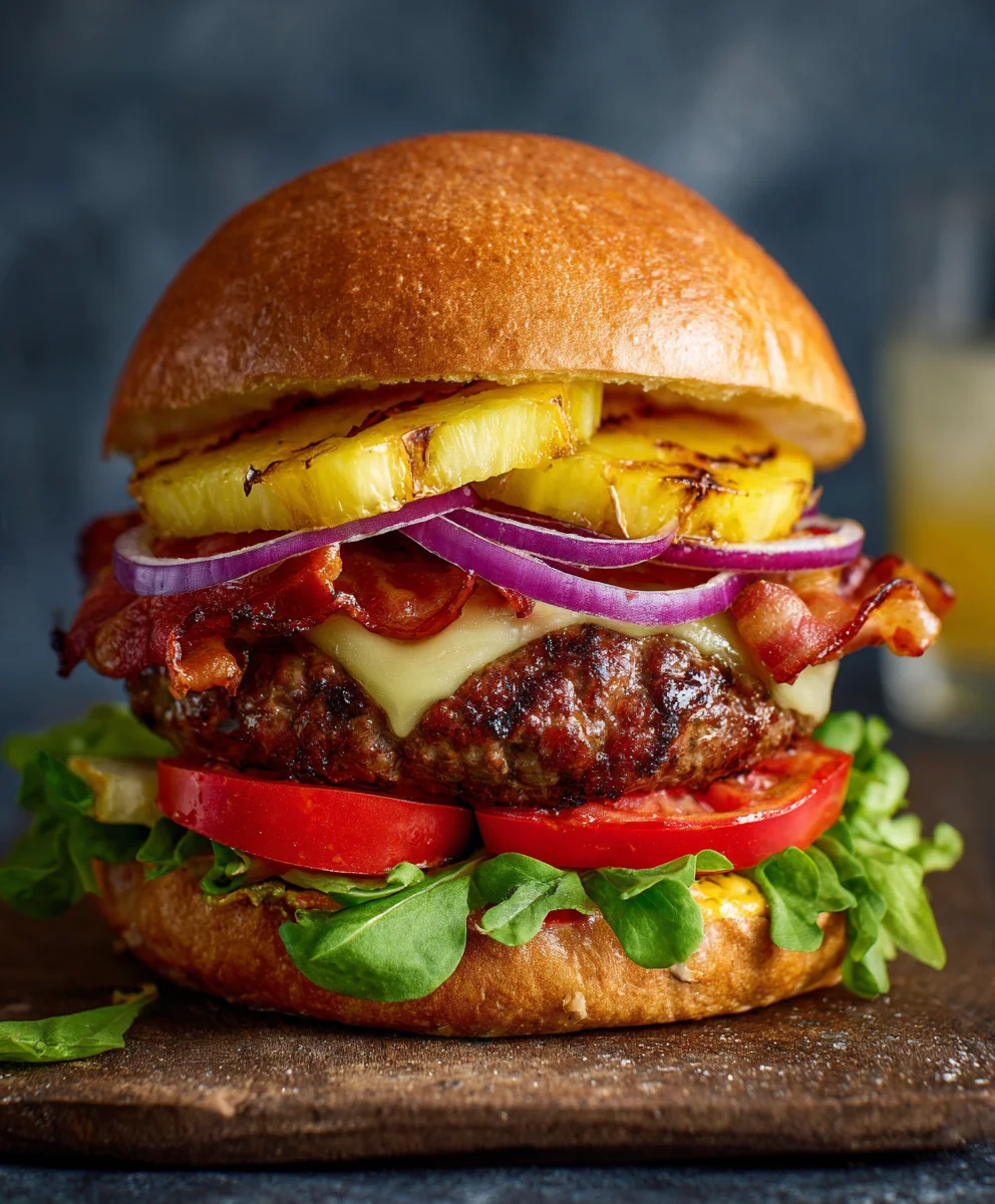 Ultimate Pineapple Beef Bacon Burger: Sweet & Savory