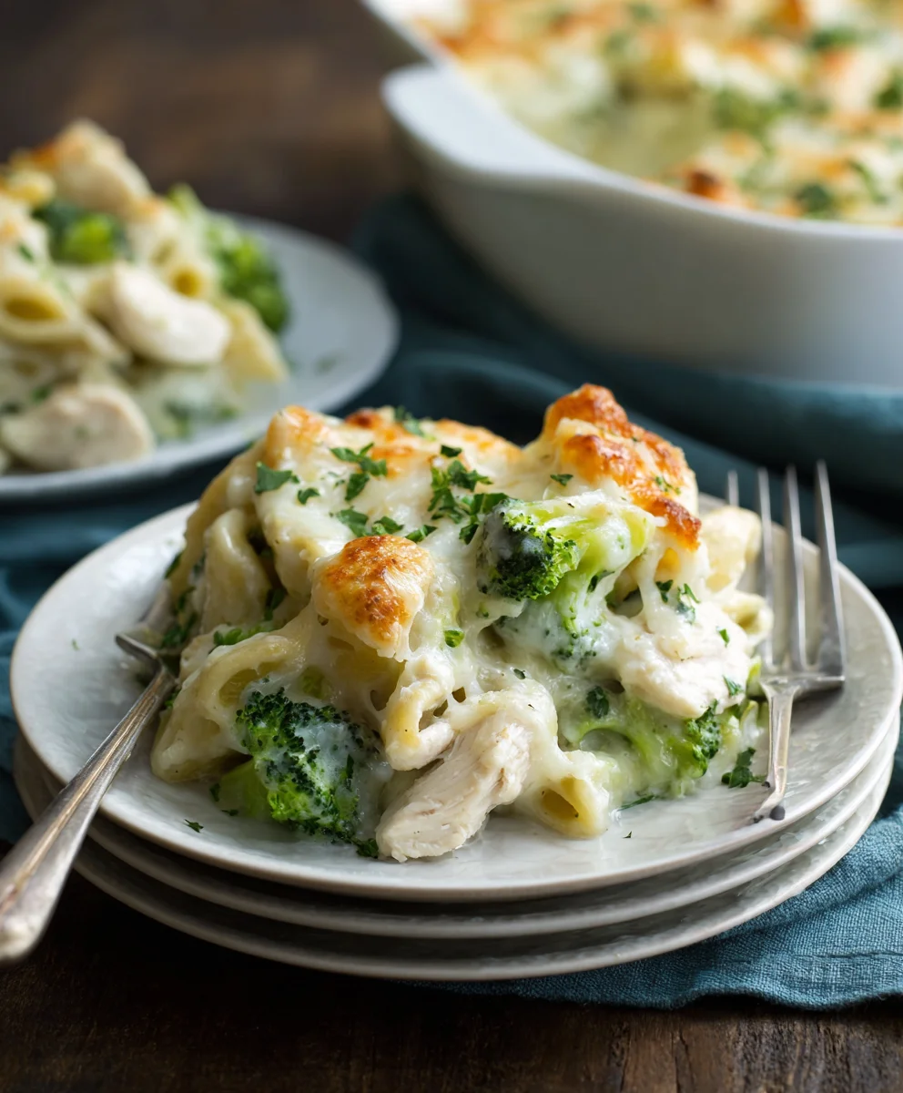 Cheesy Chicken Broccoli Alfredo Bake - Family Favorite