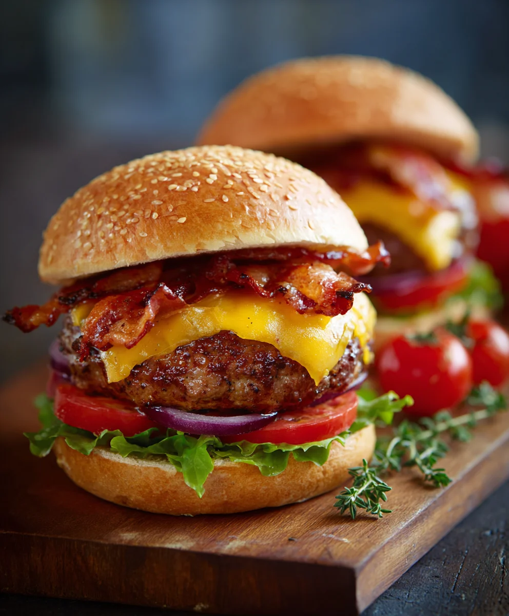 Juicy Cheesy Beef Bacon Burger Recipe – Ultimate Flavor!