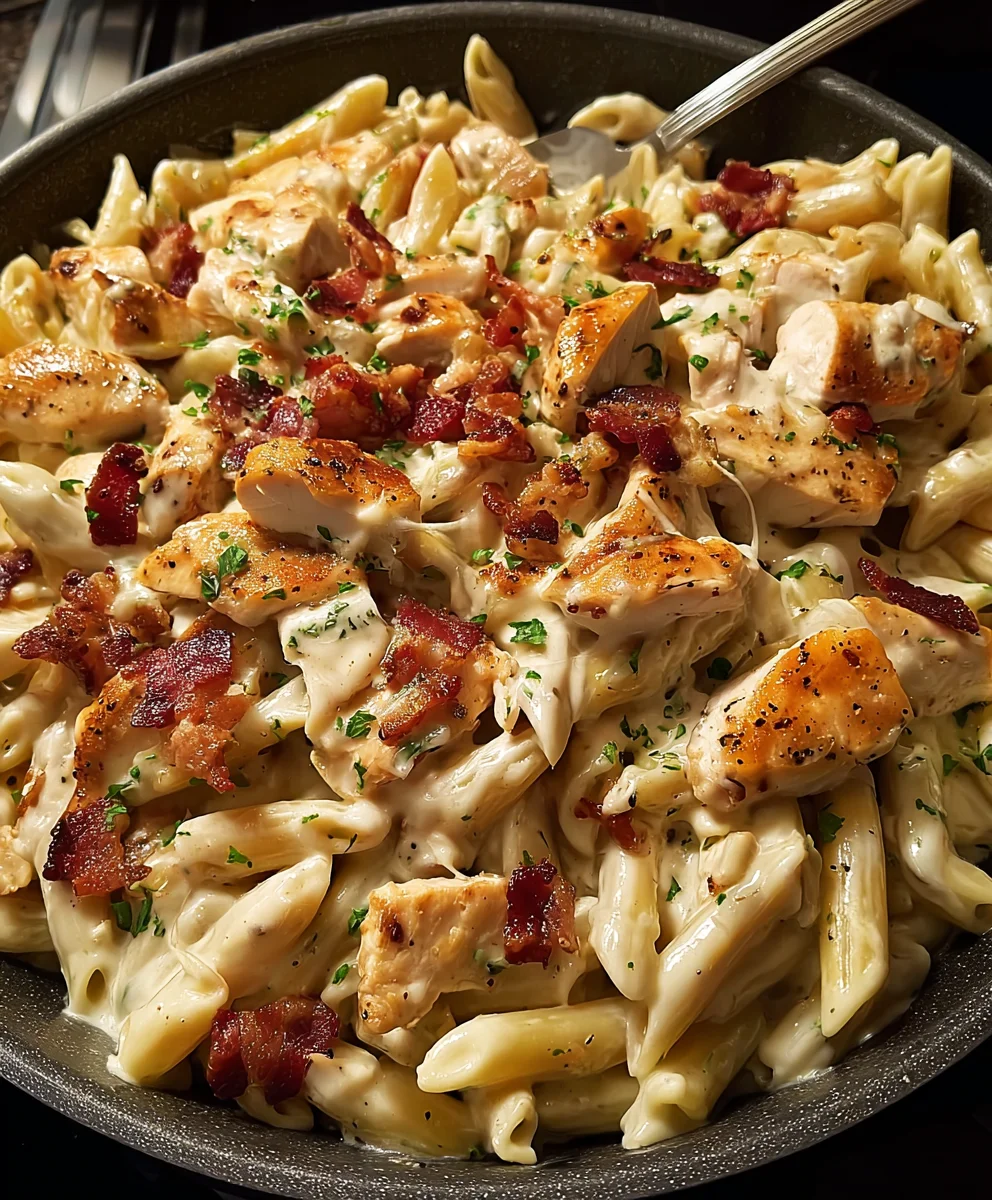 Quick and Creamy Chicken Beef Bacon Ranch Pasta Recipe