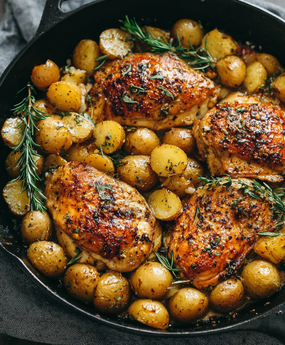 Easy One-Pan Garlic Butter Chicken And Potatoes Skillet