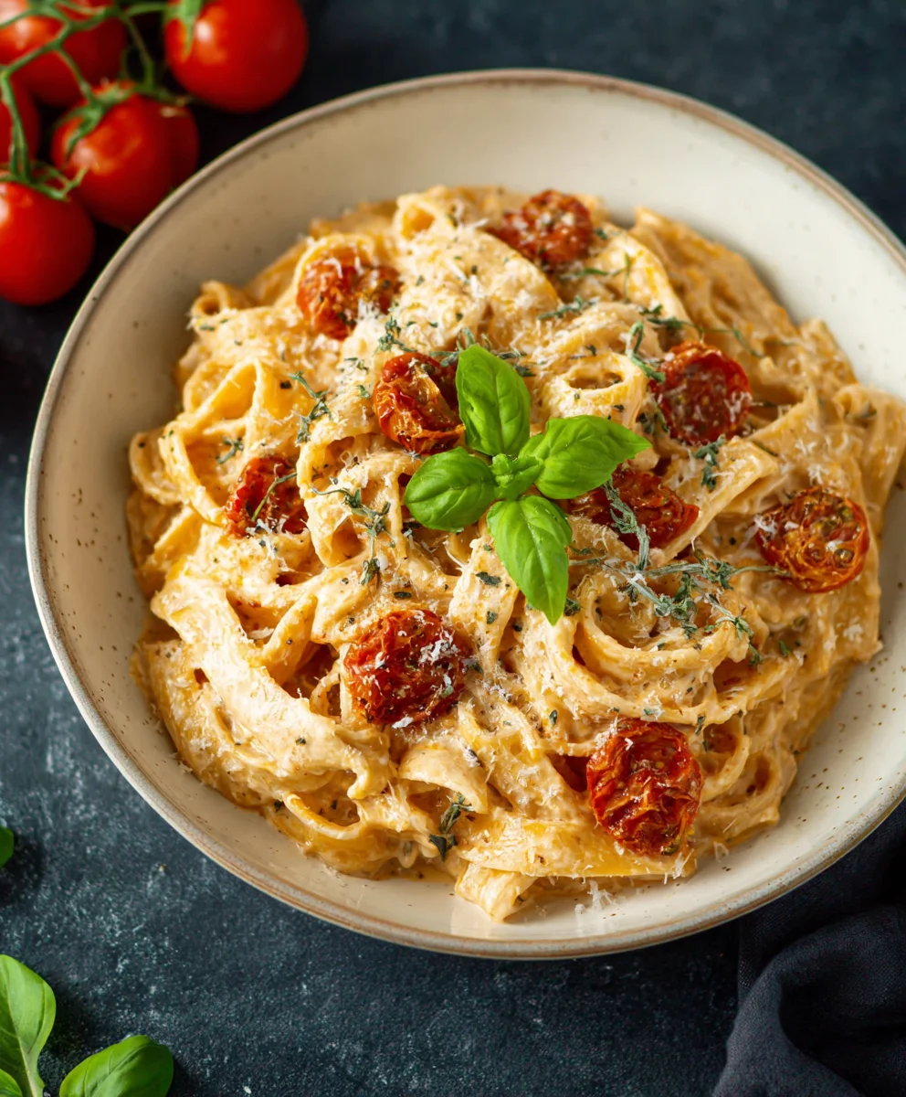 Easy Roasted Tomato & Garlic Ricotta Pasta Dinner