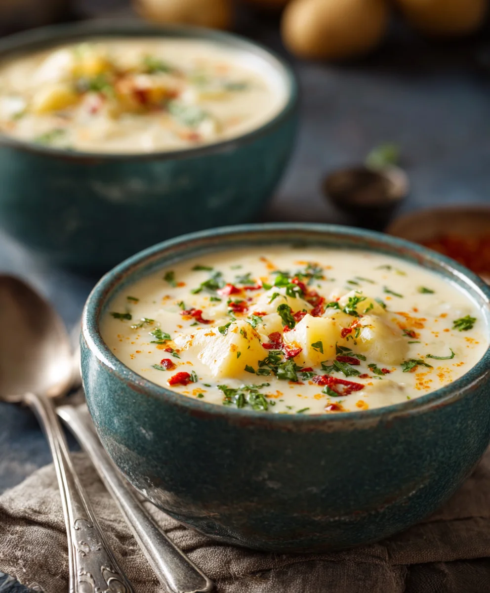 Hearty Cheddar Garlic Herb Potato Soup: Easy & Tasty