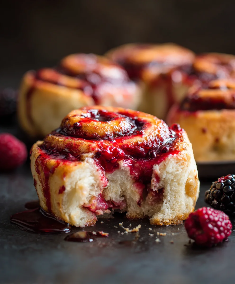 Heavenly Soft Gooey Blackberry Raspberry Sweet Rolls