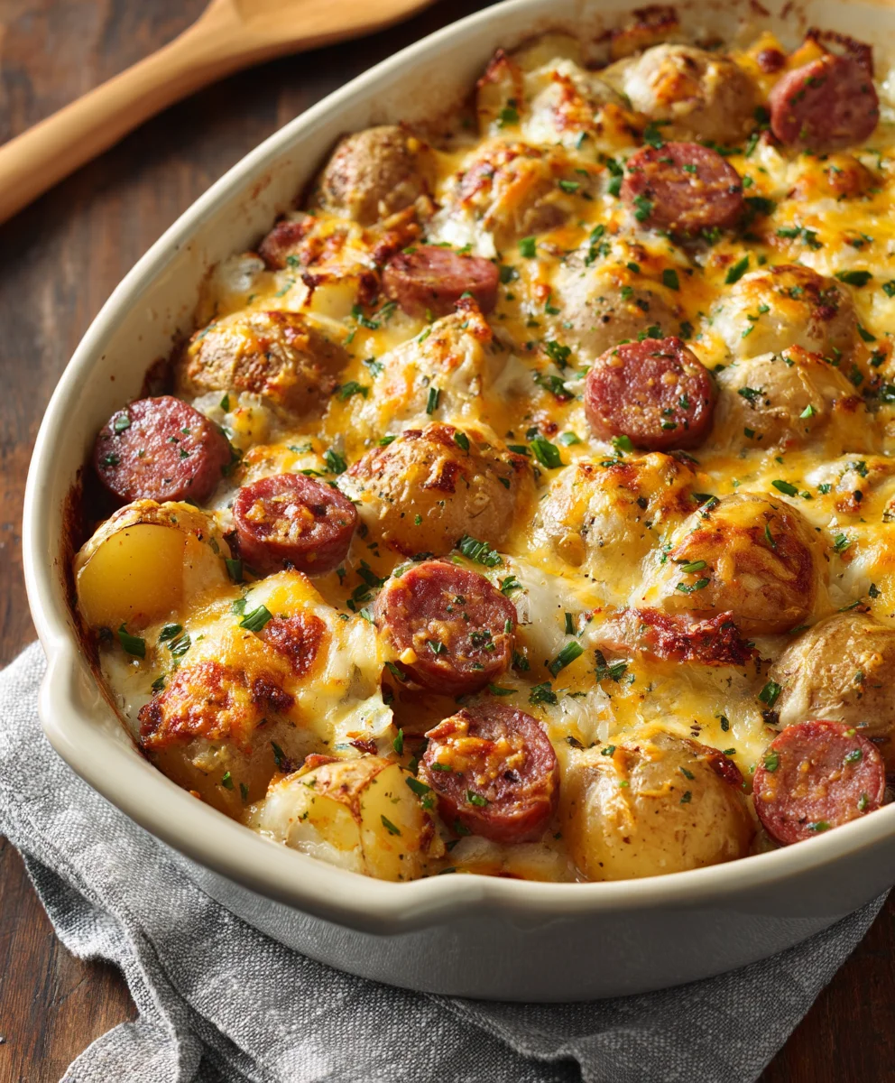 Cheesy Ranch Potatoes & Smoked Sausage Skillet Dinner
