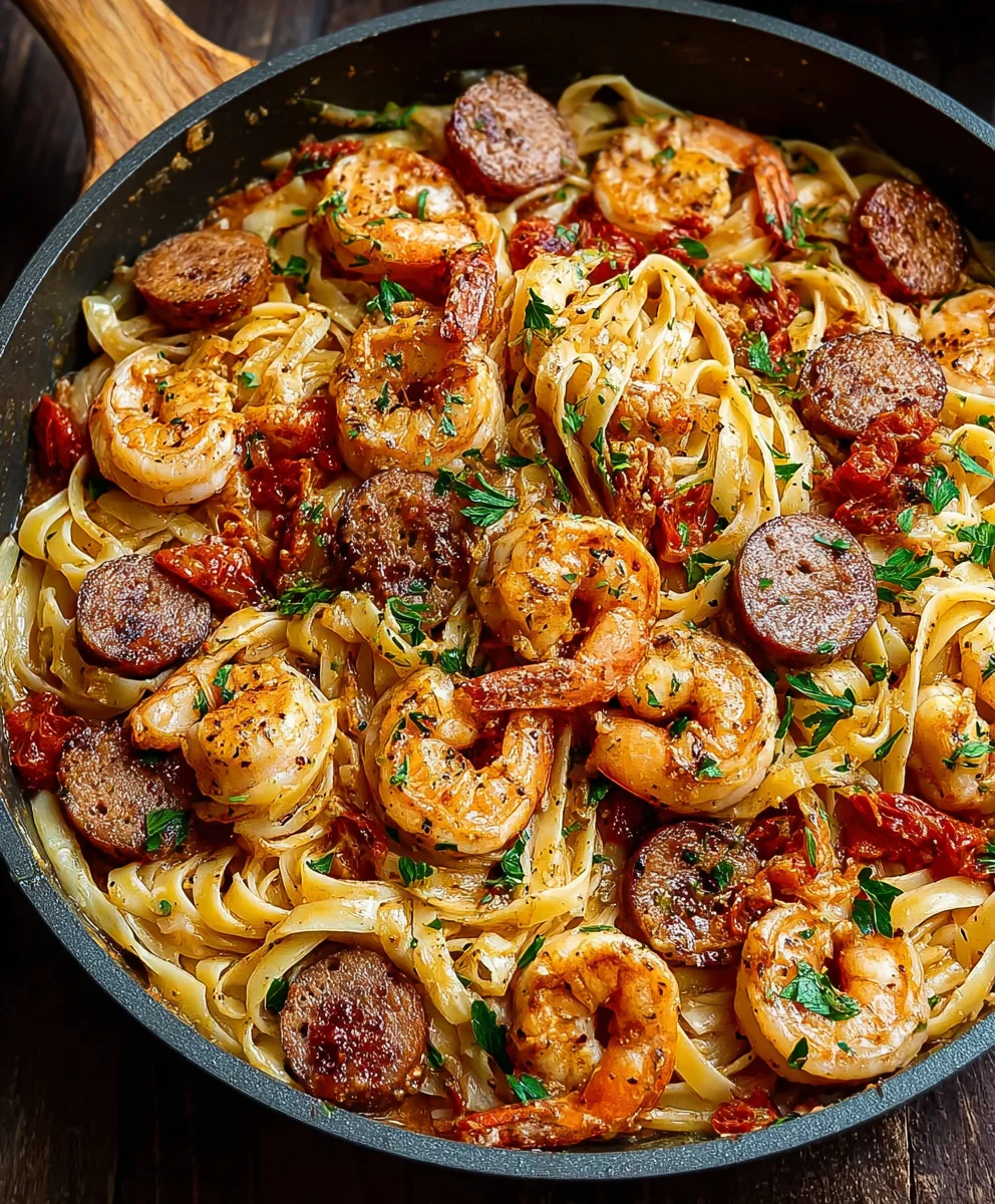 Make Creamy Cajun Shrimp Pasta With Beef Sausage Tonight!