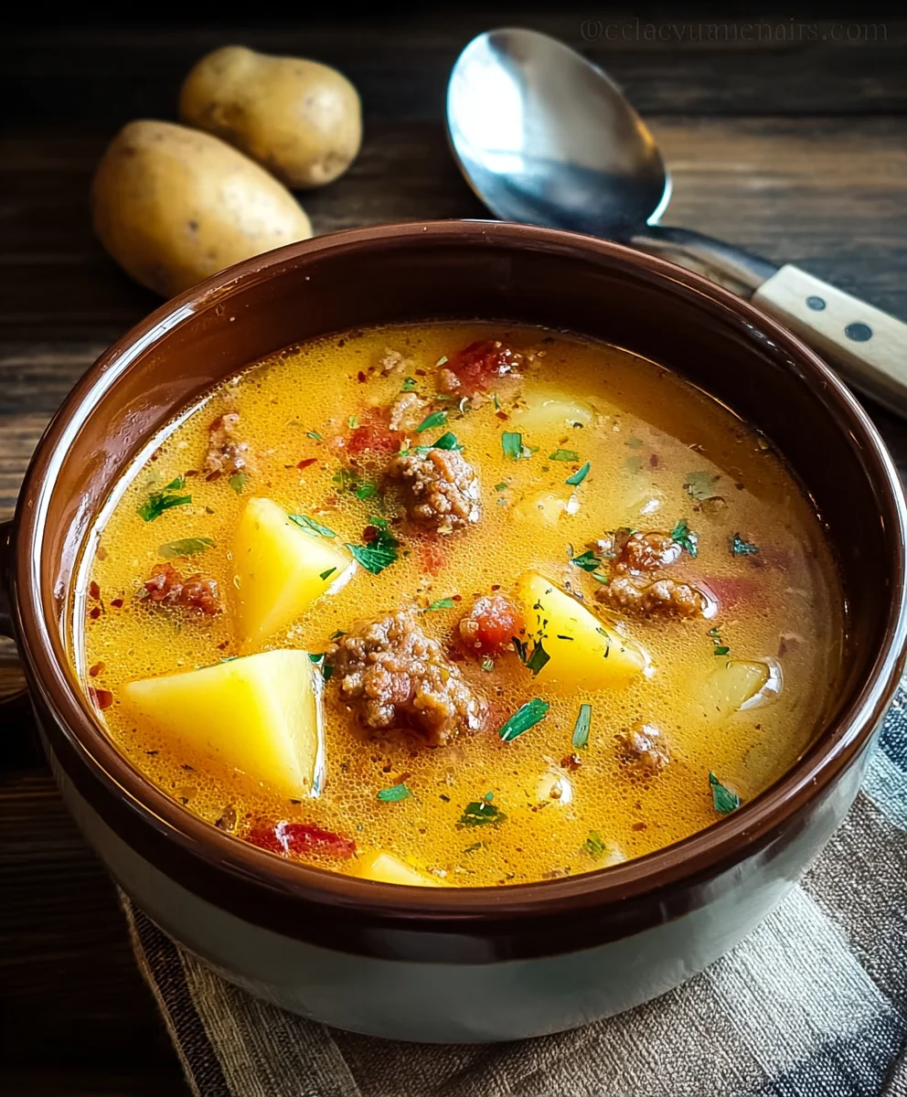 Delicious Spanish Potato Soup with Flavorful Beef Chorizo