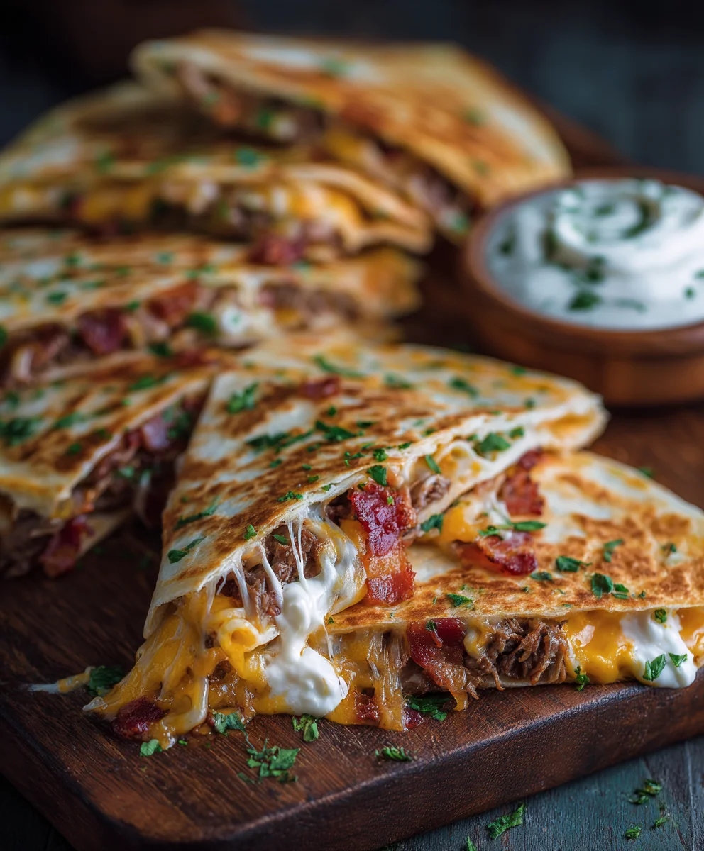 Irresistible Beef Bacon Ranch Mac & Cheese Quesadilla
