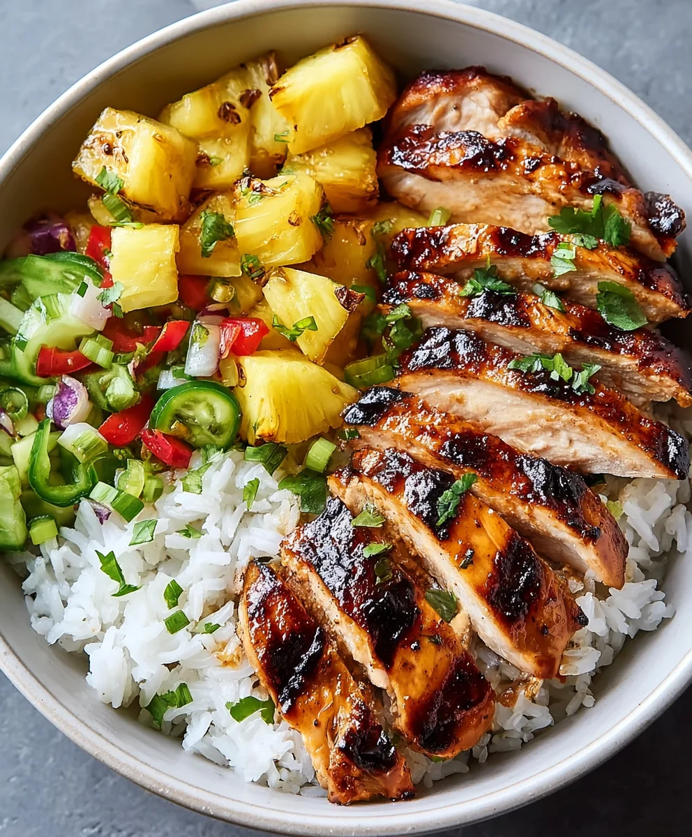 Grilled Chicken & Pineapple Bowls with Coconut Rice - Tropical!