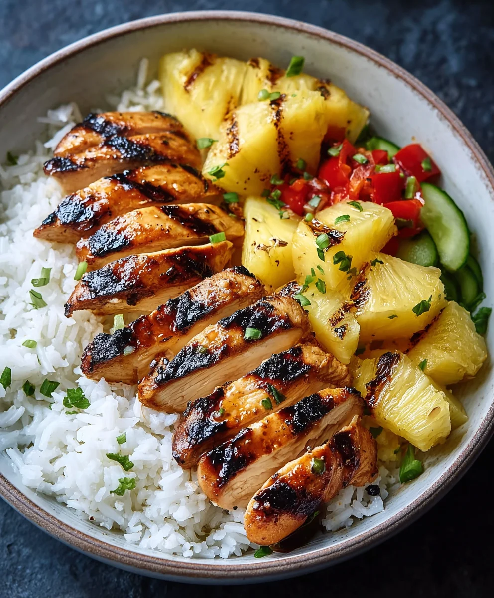 Grilled Chicken & Pineapple Bowls with Coconut Rice - Tropical!