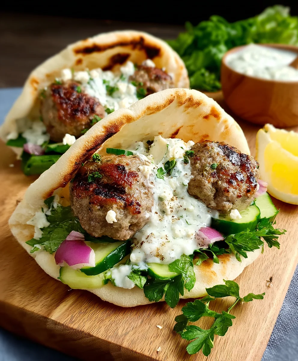 Greek Meatball Pitas