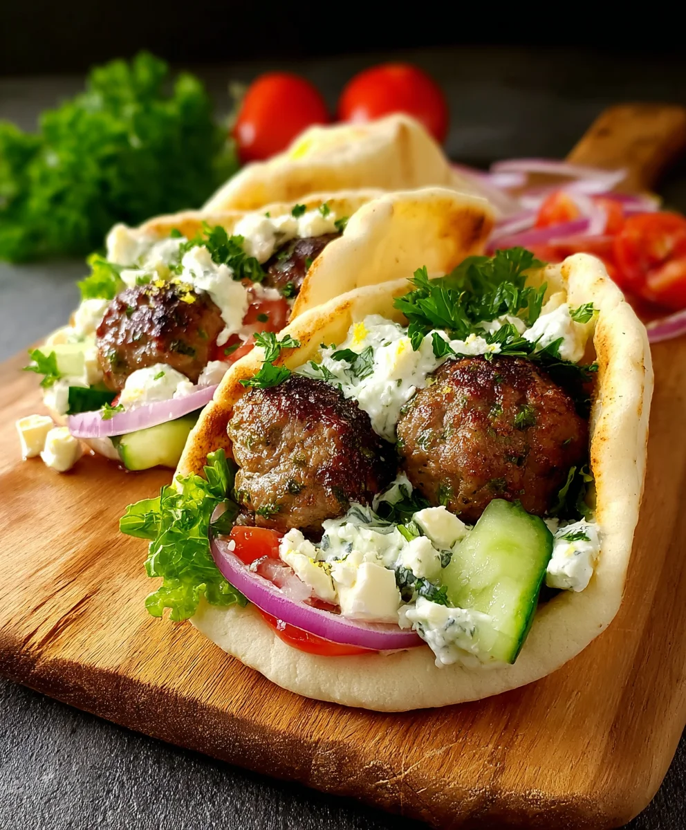 Greek Meatball Pitas