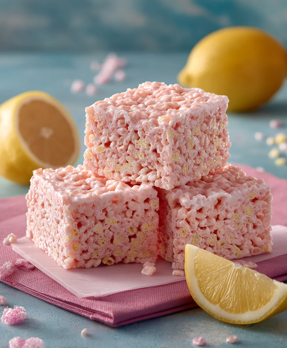 Zesty Pink Lemonade Rice Krispie Treats - Easy Recipe!