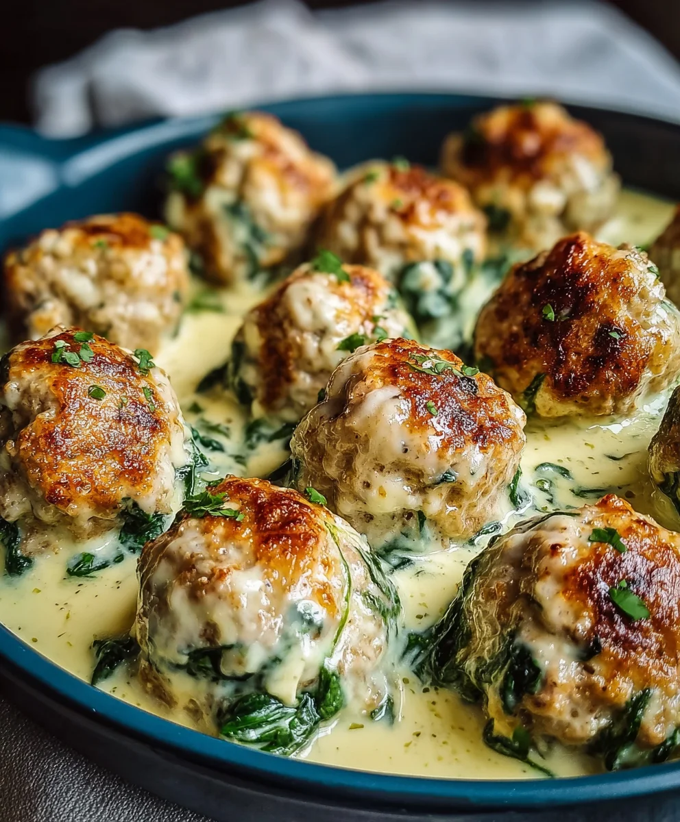 Southern Baked Chicken Ricotta Meatballs & Spinach Alfredo