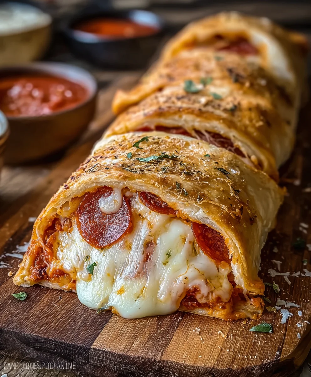 Easy Cheesy Beef Pepperoni Stromboli for Dinner Tonight!